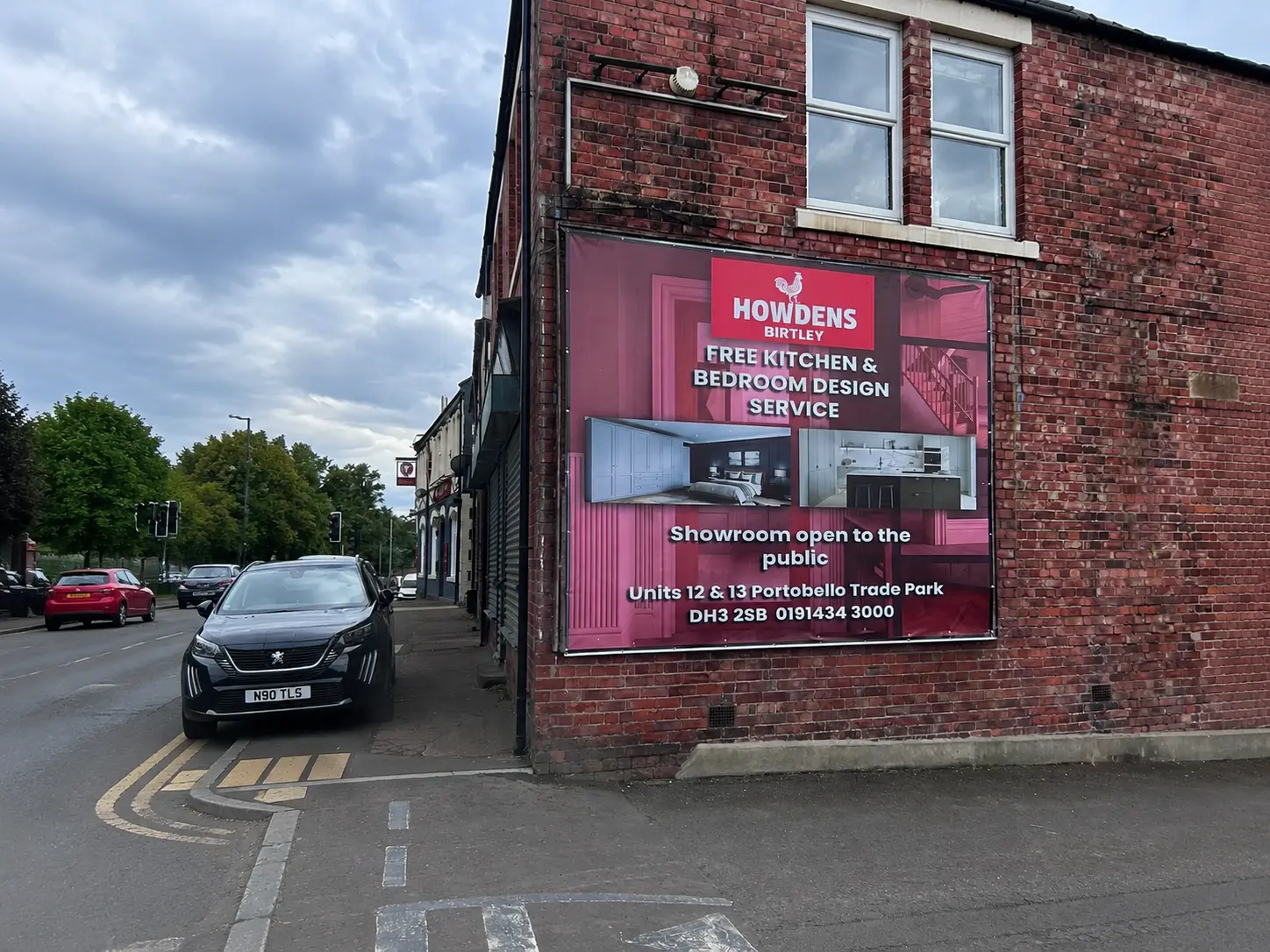 Howdens Birtley billboard printing and installation project in Durham Road North East UK